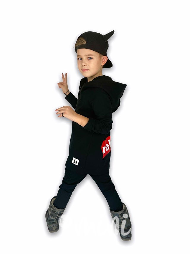 Černá REBEL dlouhá flísová mikina