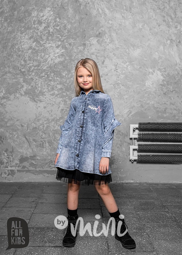 Jeans košilová dívčí tunika ice blue *AFK*