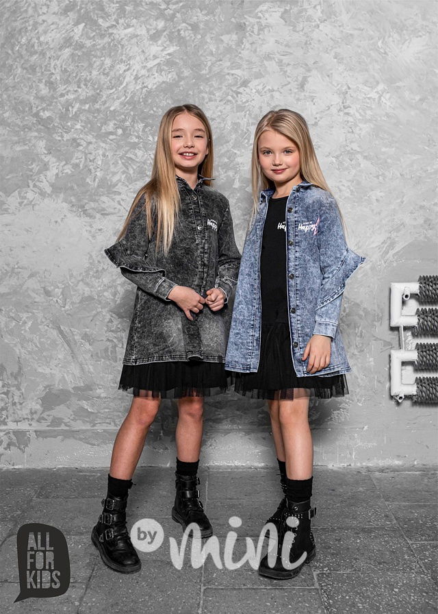 Jeans dívčí košilová tunika ice black *AFK*