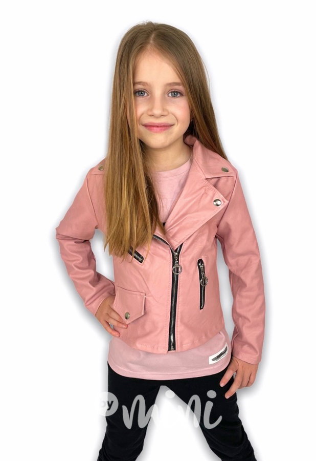 Eco leather bunda se zipy - pink