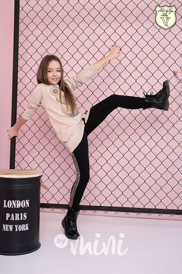 Černé legíny s ozdobným lampasem VOGA