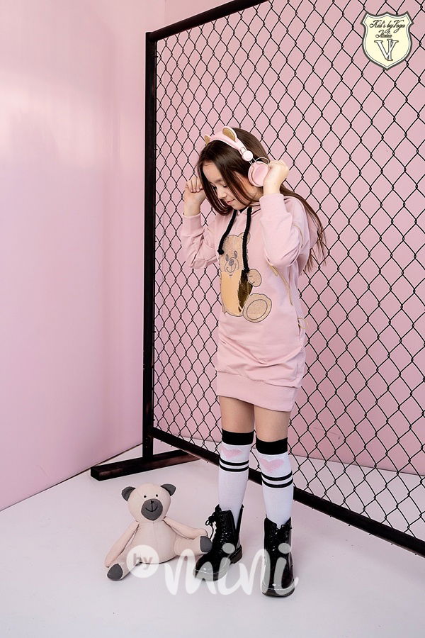 Teddy hoodie tunika pink VOGA