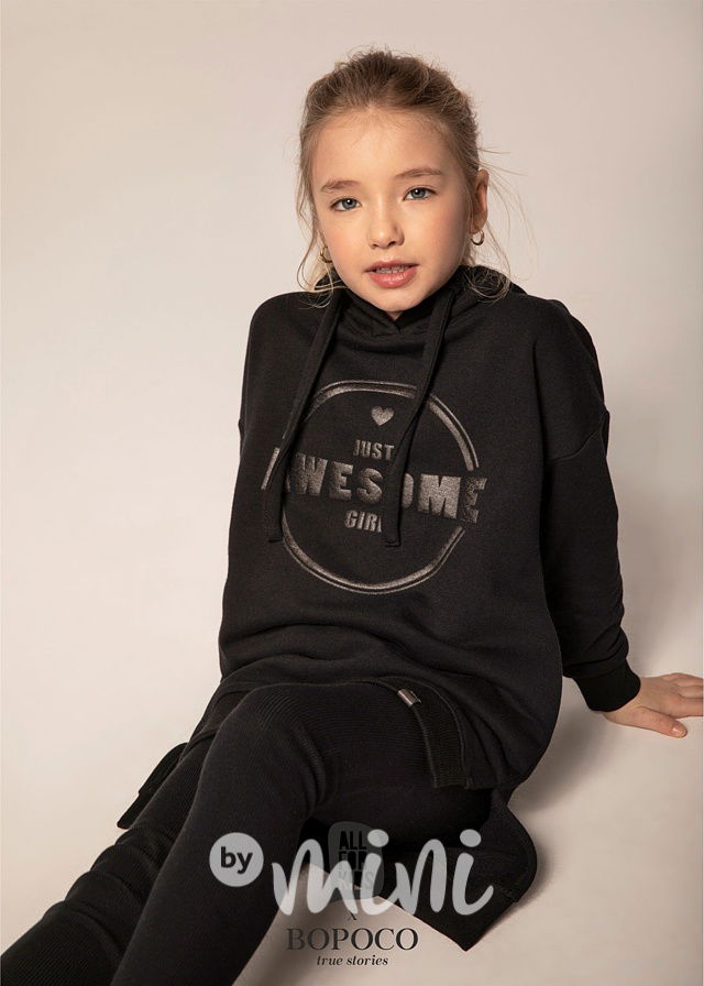 Žebrované legíny máma a dcera - černé