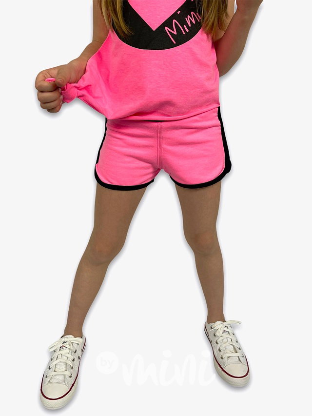Srdíčkové kraťasy - neon pink