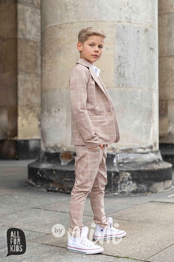 Elegant kalhoty - beige karo