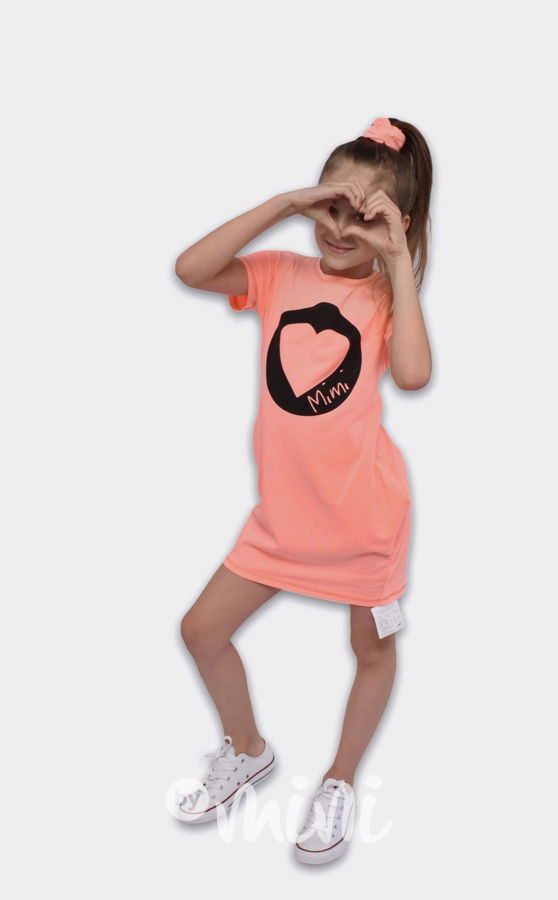 Srdíčková tunika + gumička neon orange