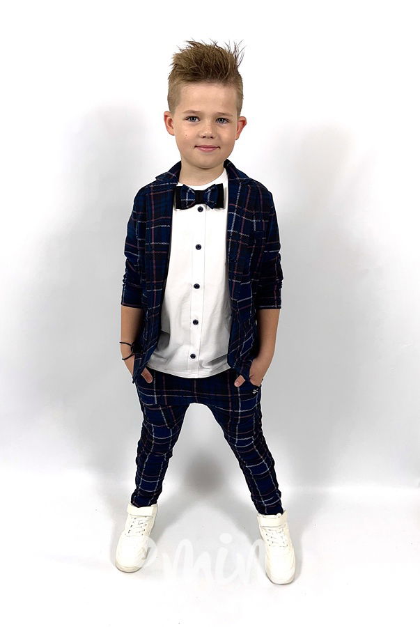 Elegant kalhoty - blue karo