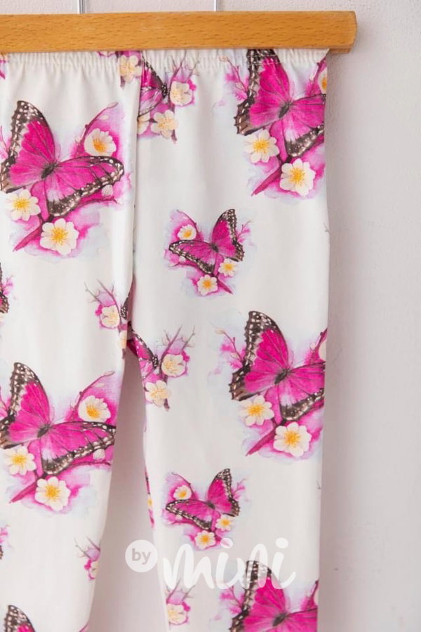 Pink butterfly soft cotton legíny *Lily Grey*