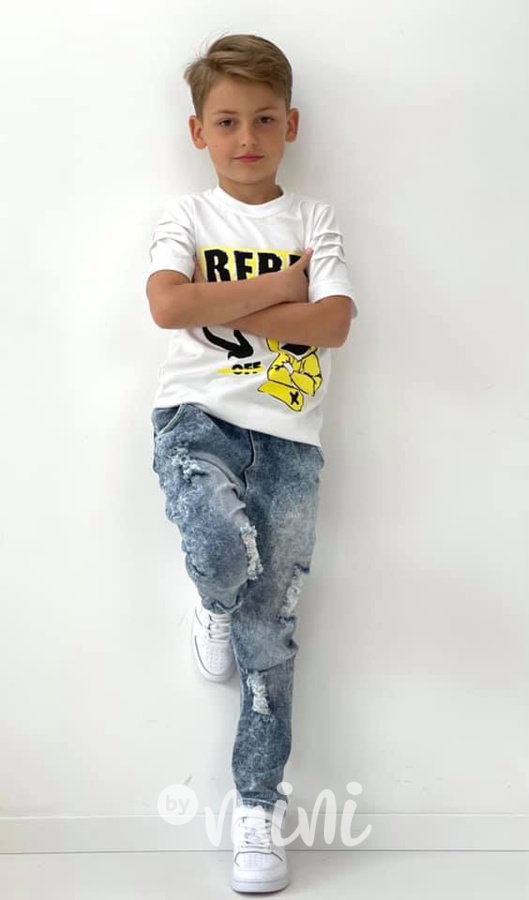 REBEL triko bílé