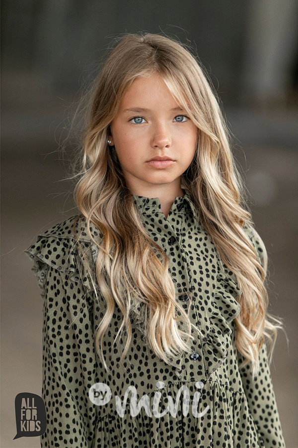 Boho elegant šaty puntík khaki