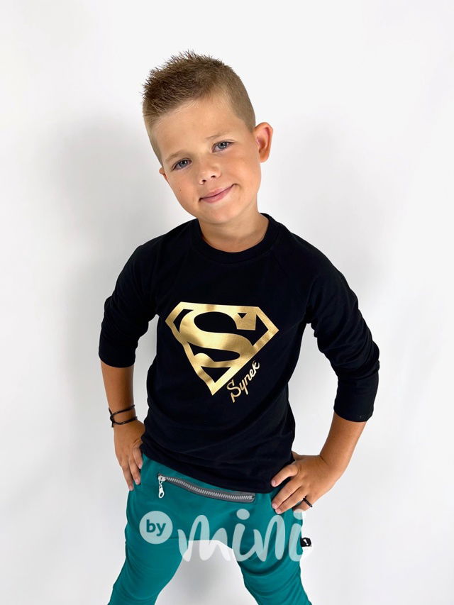 Super synek černé triko s dlouhým rukávem GOLD