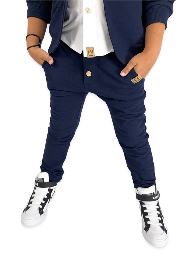 Elegant pants s knoflíčky navy