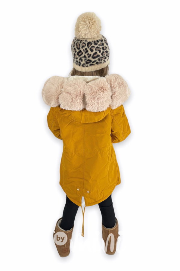 Zimní kožíšková parka - mustard