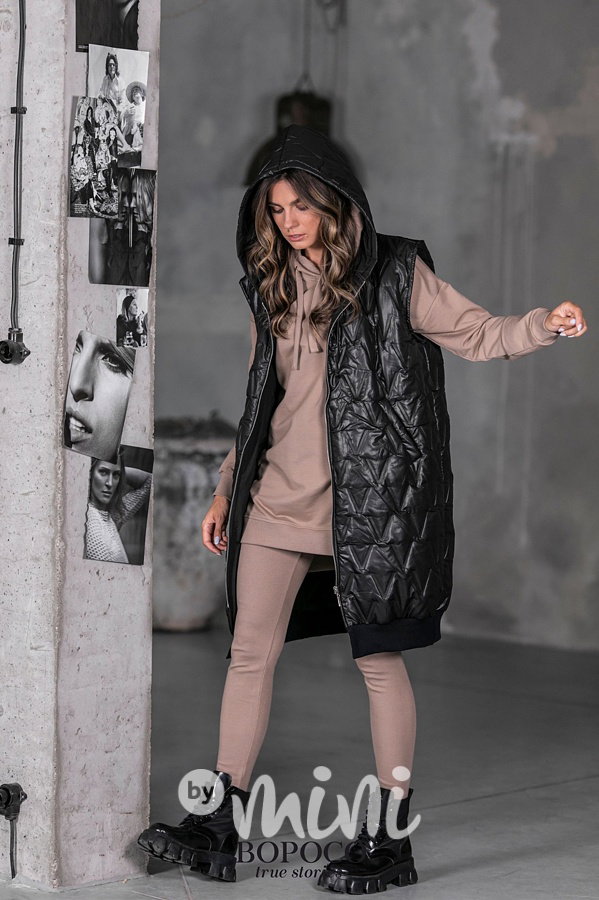 BOPOCO prošívaná dlouhá oversize vesta