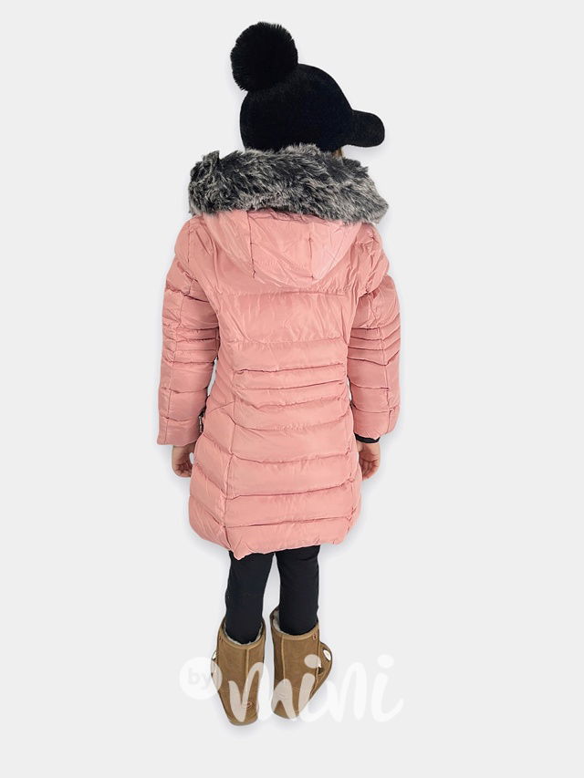 Zimní kabát pudder pink + sluchátka