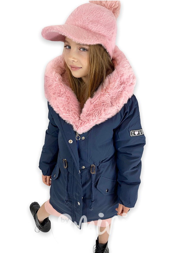Zimní parka navy & pink