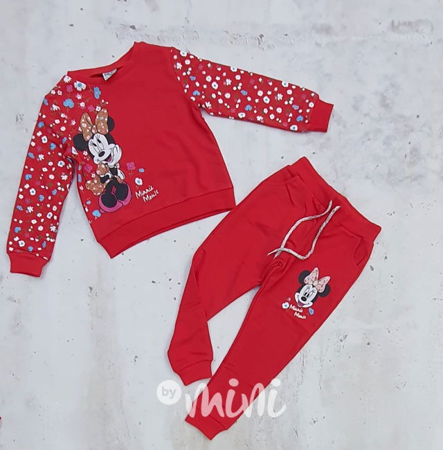 Minnie červená teplákovka flowers