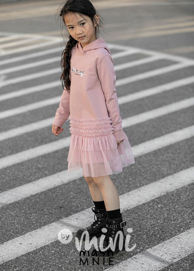 Hoodie šaty s tylem pink *MashMnie*