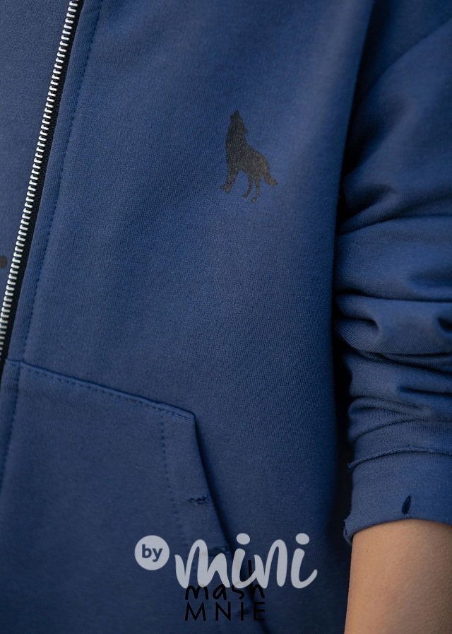 WOLF mikina na zip modrá *MashMnie*