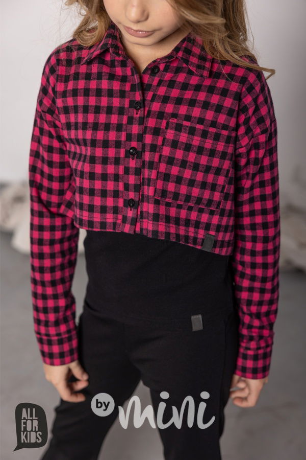 Karo crop košile pink/black