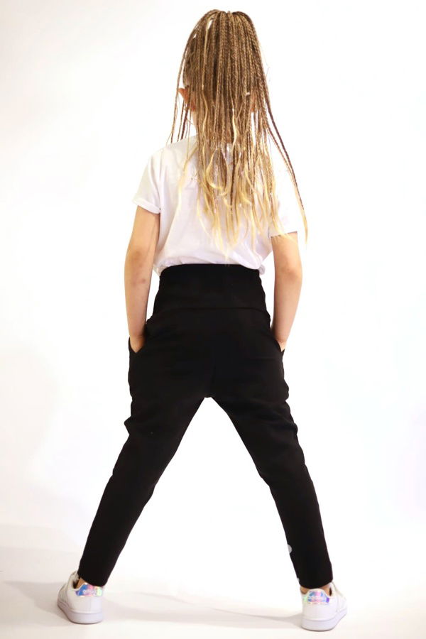 Bavlněné kalhoty s mašličkou black