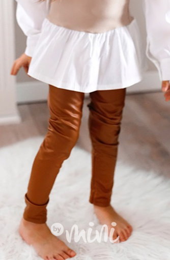 Eco leather thin legíny honey
