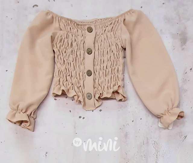 Řasená crop blůzka beige