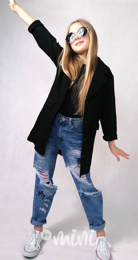 Ripped boyfriend jeans s printem