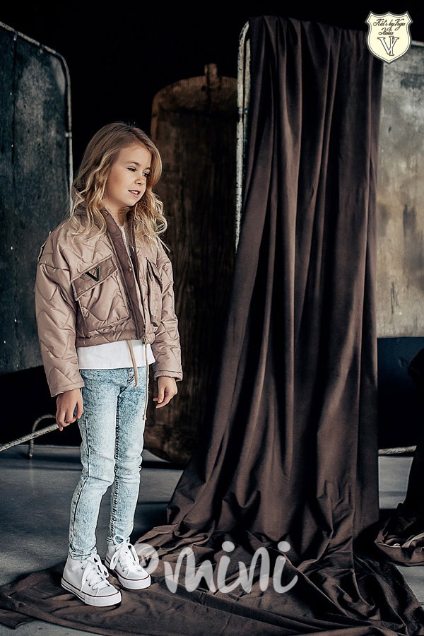 Voga prošívaná oversize crop bunda beige