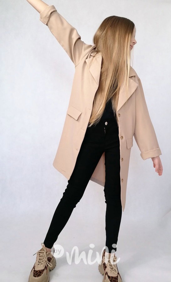 Fashion dlouhé sako oversize beige