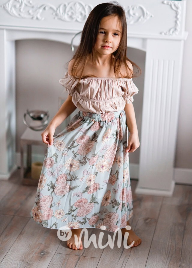 PREMIUM flower MIDI sukně pastel