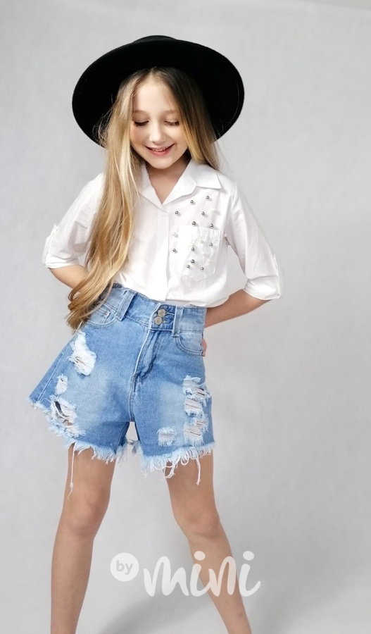 Ripped jeans se zvýšeným pasem