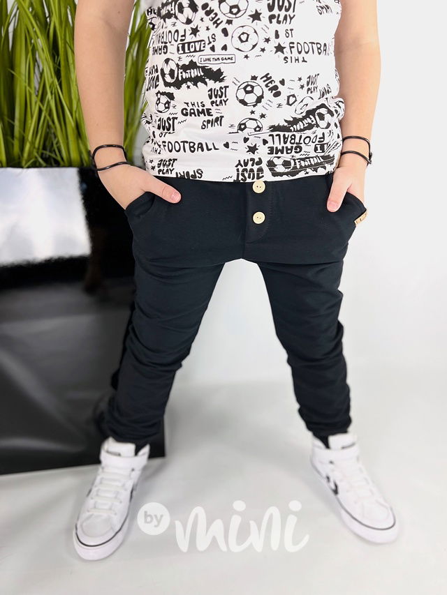 Jogger kalhoty s knoflíčky černé