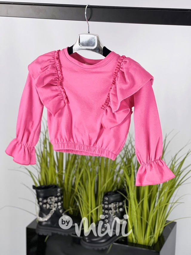 Volánková crop mikina pink