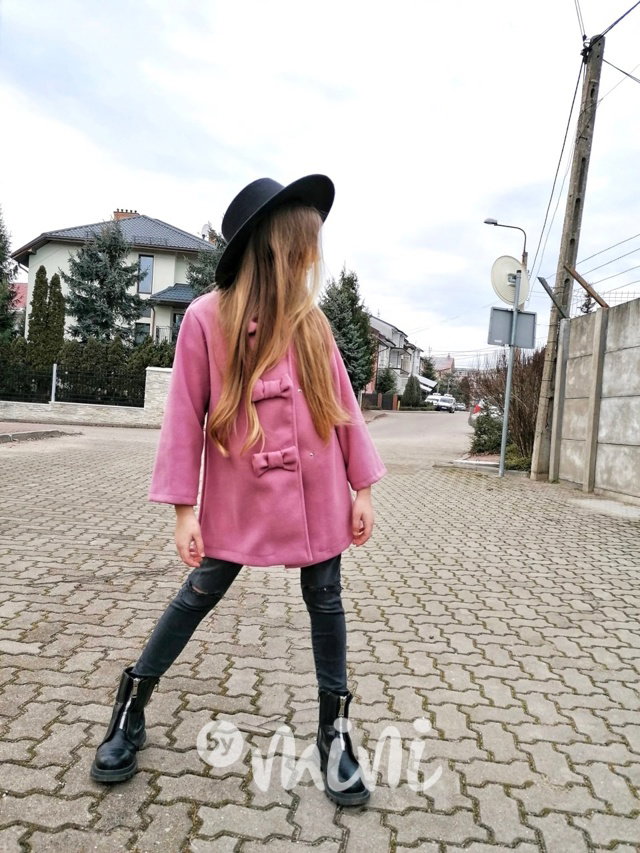 Flaušový kabát mašličky pink