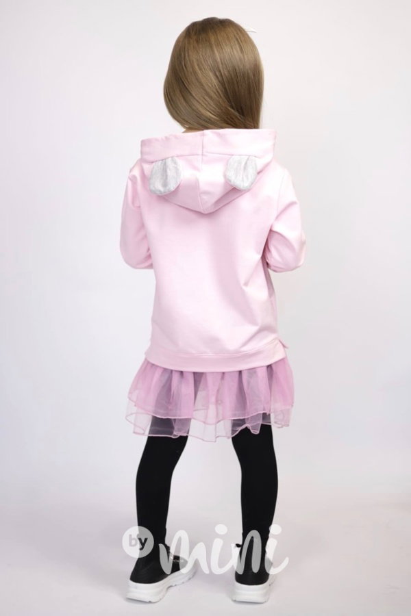 Mickey hoodie tunika s tylem a flitry pink