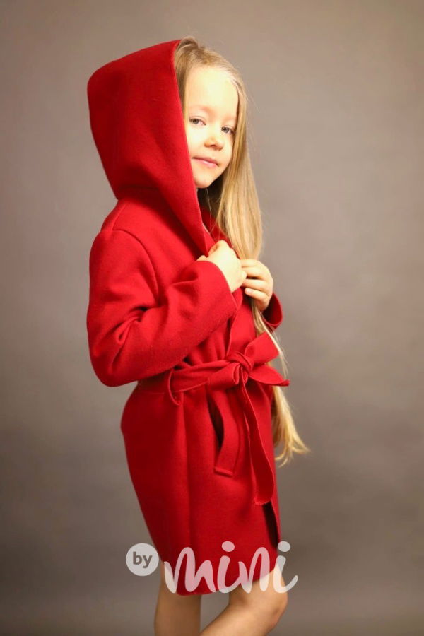 Flaušový hoodie kabátek červený