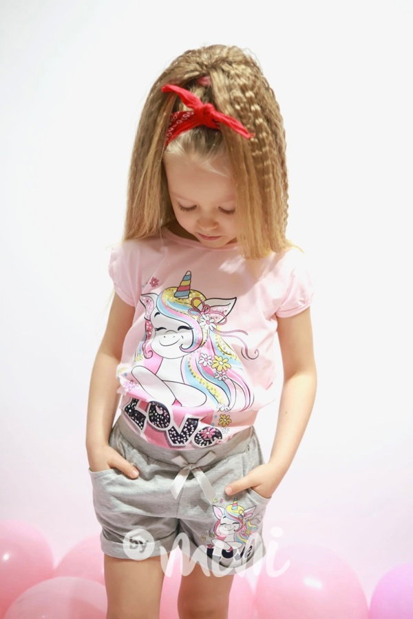 LOVE summer set pink/grey