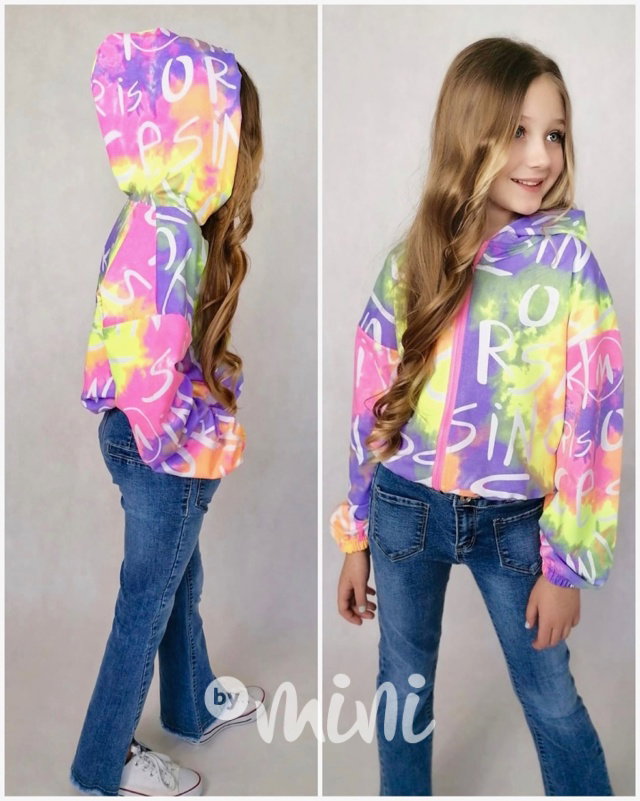Neon ombre jarní crop bunda lila