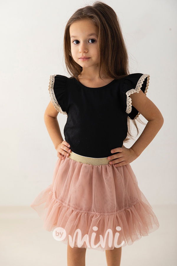 Pudder pink/Gold maxi tutu tyl sukně Lily Grey