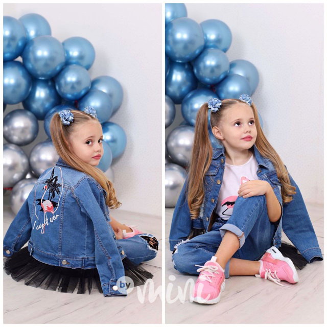 Flamingo 3-dílný set s jeans tyl bundou