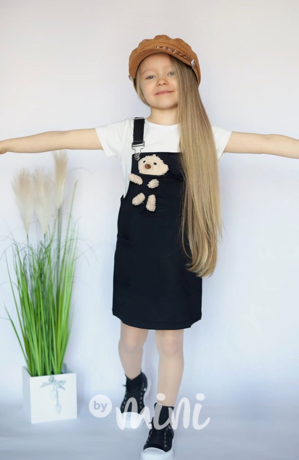 Černá lacláčová sukně s méďou + triko