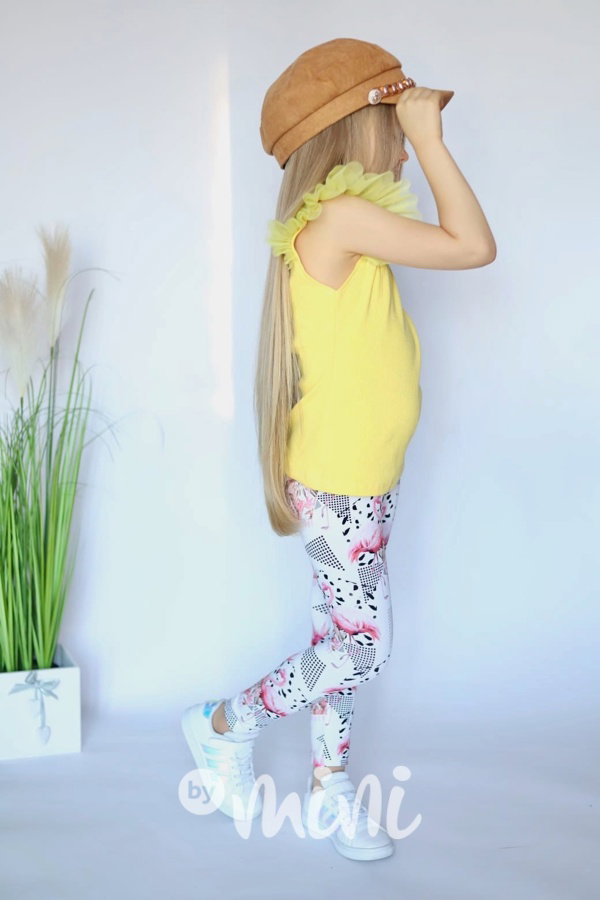 Žebrovaný top s tylem yellow
