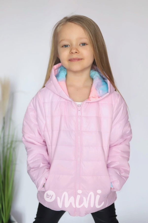 Oboustranná  jarní bunda pink rainbow