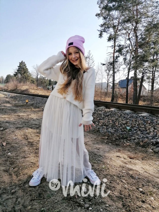 Tylová MIDI sukně white - krátká spodnička