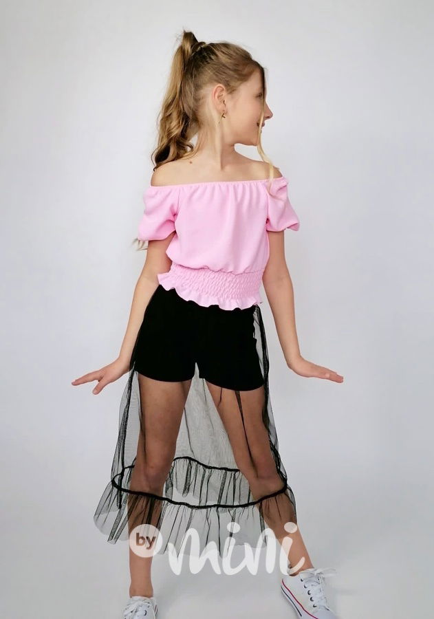 2v1 tylová sukně a šortky black