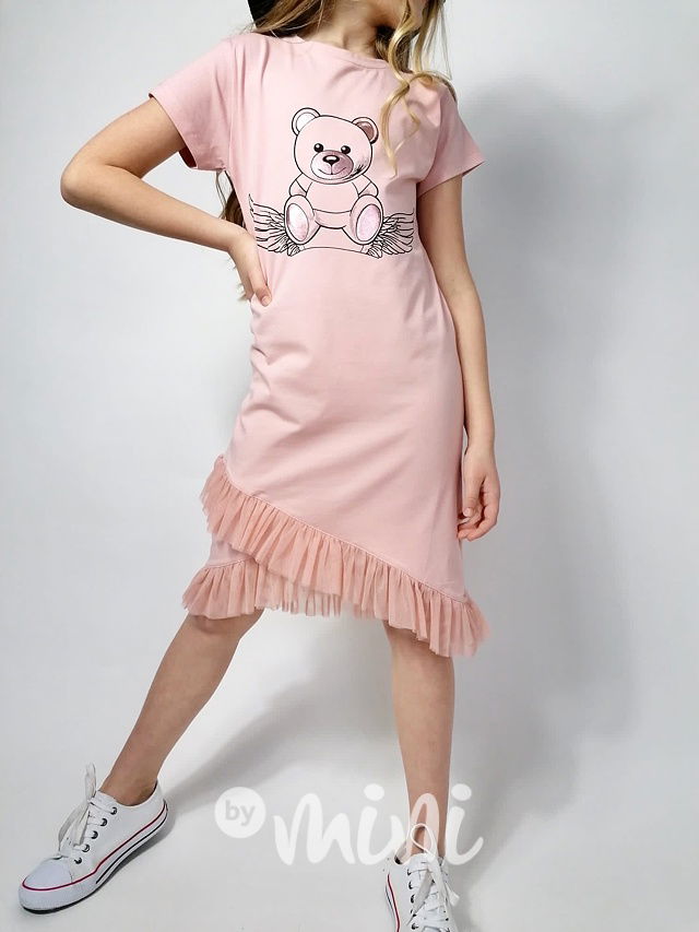 Teddy wings šaty s tylem pudder pink