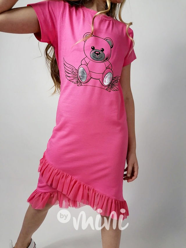 Teddy wings šaty s tylem malina