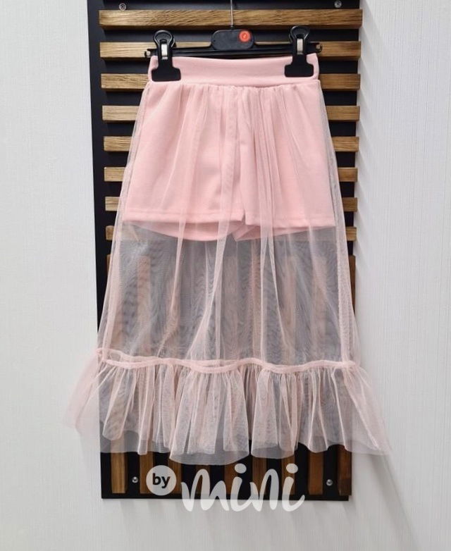 2v1 tylová sukně a šortky pink