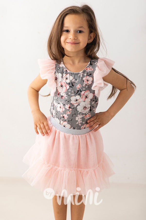 Lososová maxi tutu tyl sukně Lily Grey